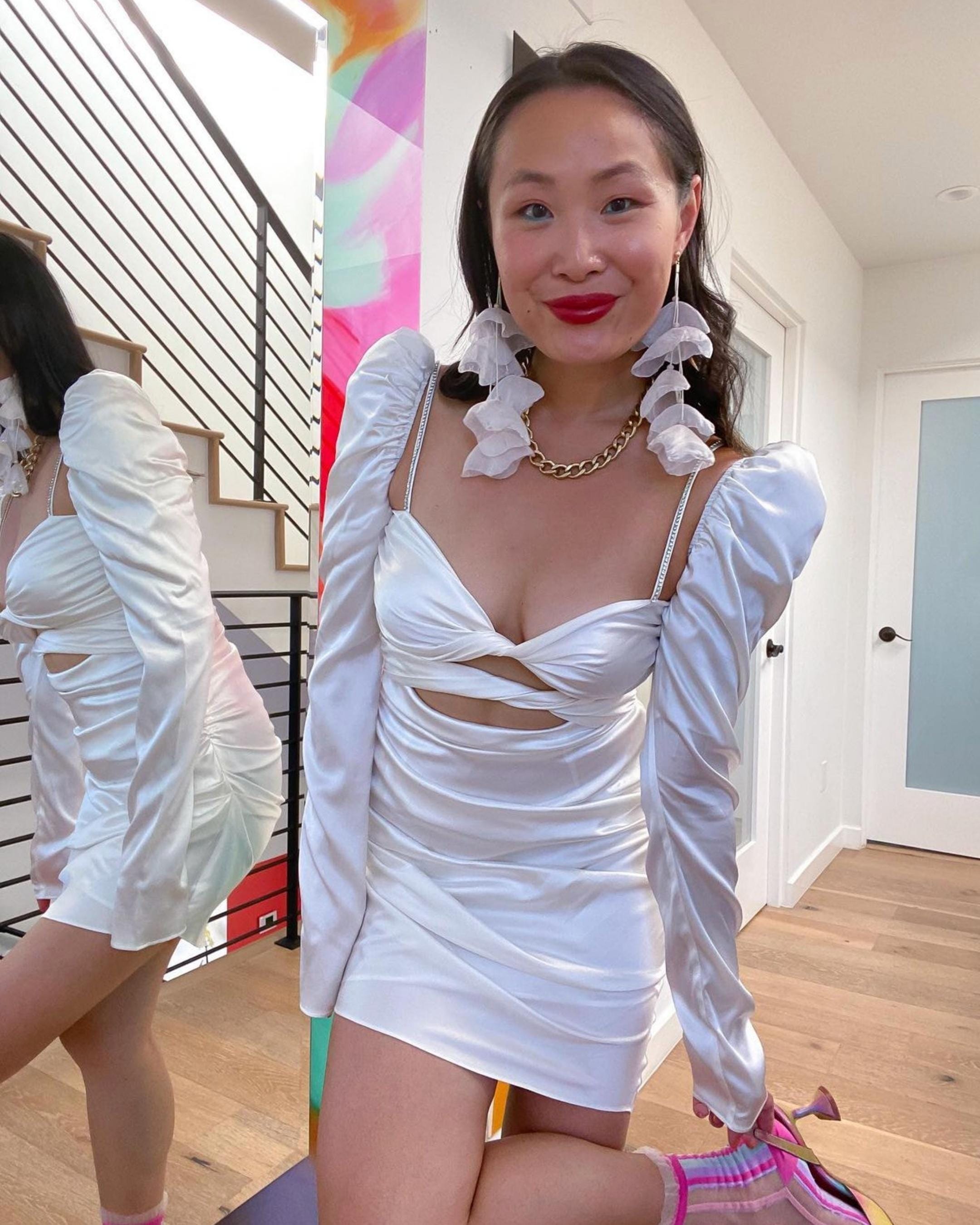 The Bar Twist Dress in White