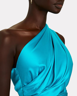 One Shoulder Silk Maxi Dress