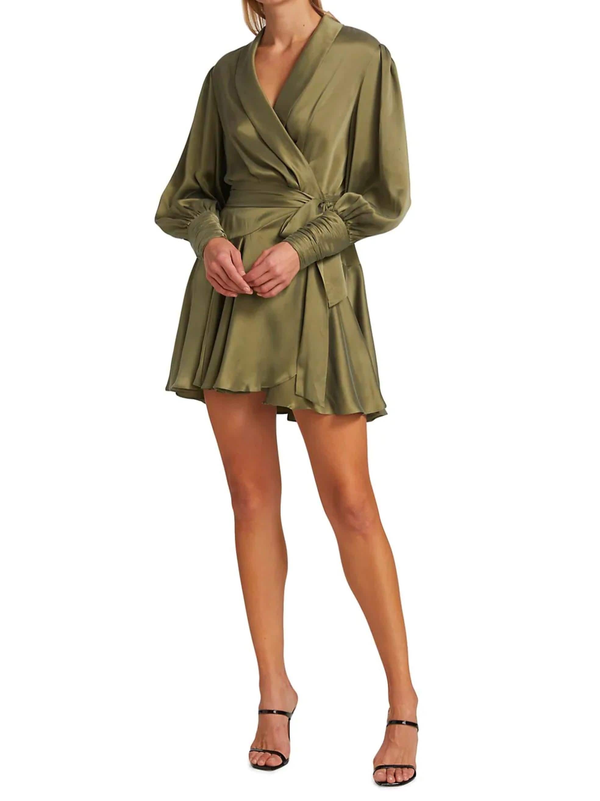 Zimmermann Wrap Mini Dress - Olive Green